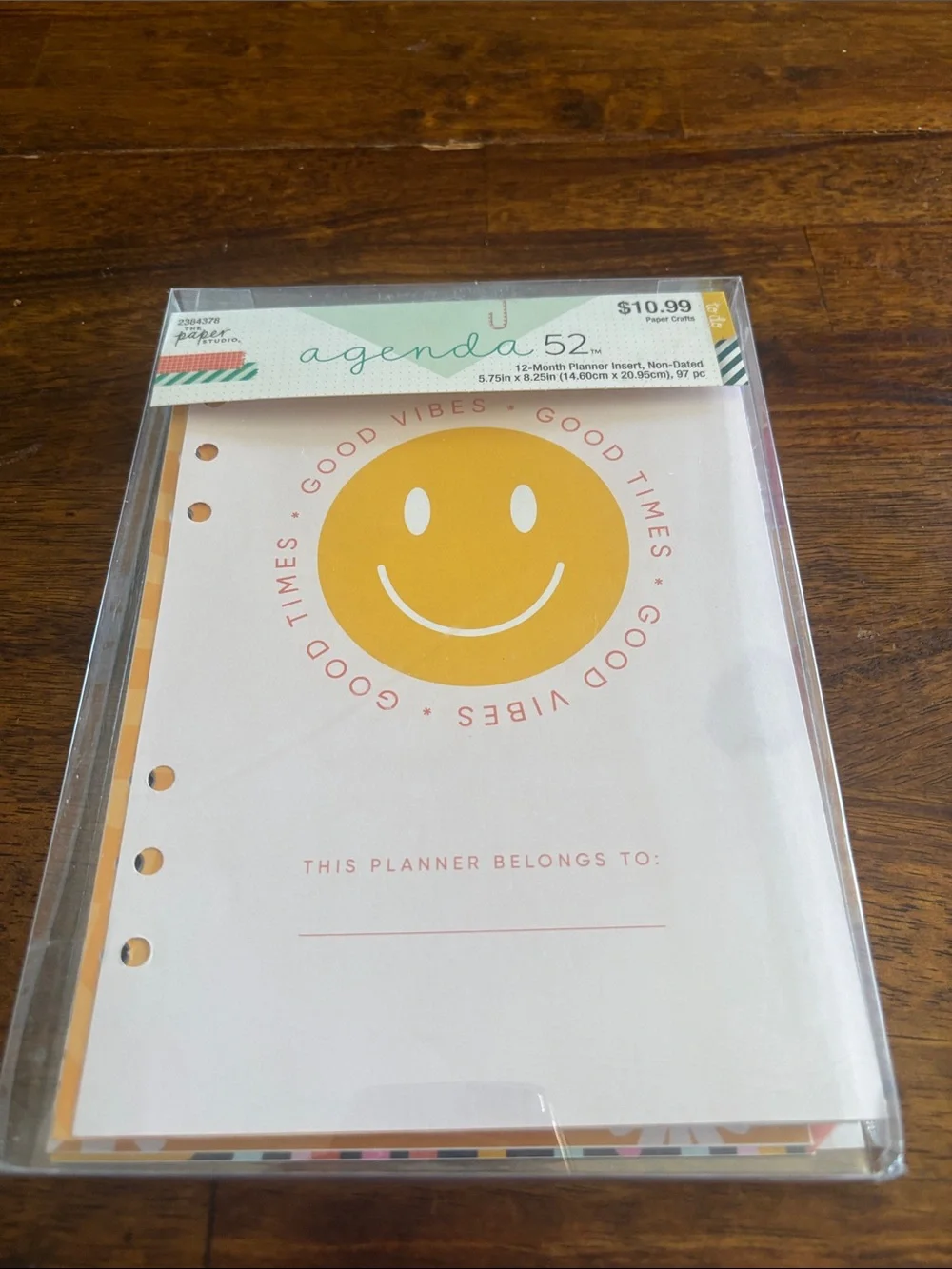 Good Vibes Smile Planner Inserts — Yellow Accent Undated Pages by Agenda 52